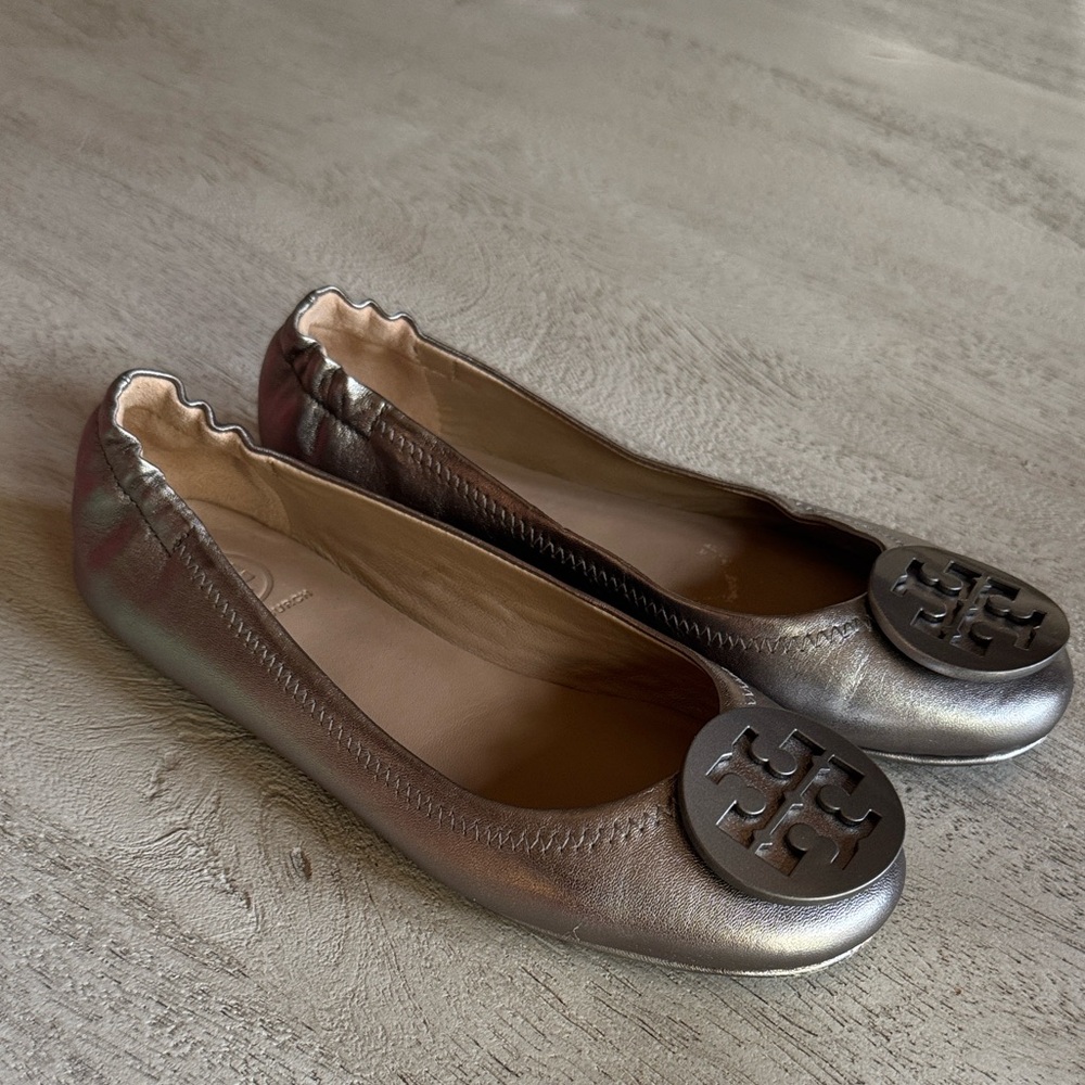 Tory Burch Silver Ballet Flats